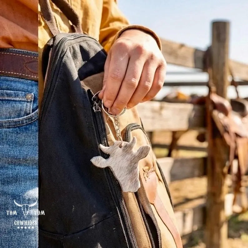 Cowhide Keychains • Mixed Shapes Cactus Heart Longhorn • Hair-on Leather 25 Random