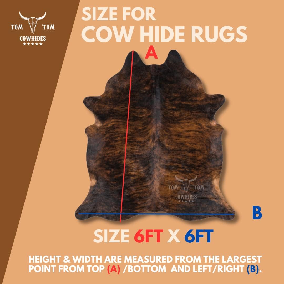 Premium Cowhide Rug | 6X6 ft | Dark Brindle | Natural & Unique | Modern Luxury Decor