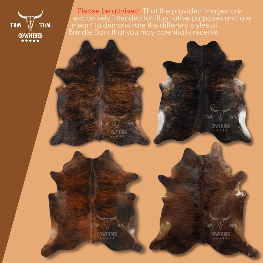 Premium Cowhide Rug | 6X6 ft | Dark Brindle | Natural & Unique | Modern Luxury Decor