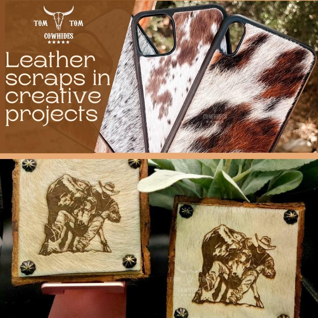Hair On Cowhide Leather Remnants: 14" x 14" Craft Pieces - 10 Pack