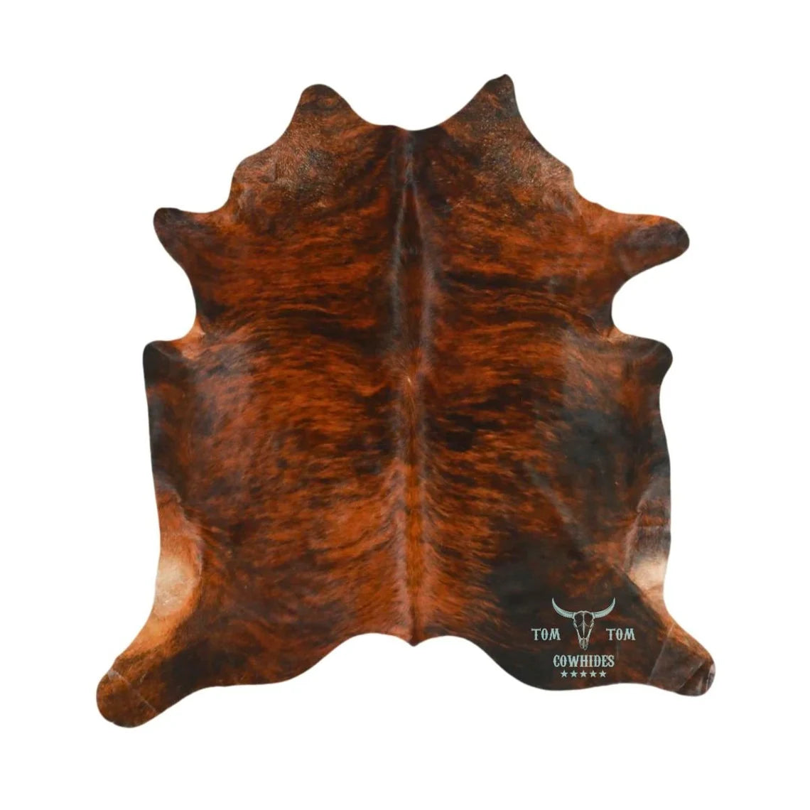 Premium Cowhide Rug | 6X6 ft | Dark Brindle Redish | Natural & Unique | Modern Luxury Decor