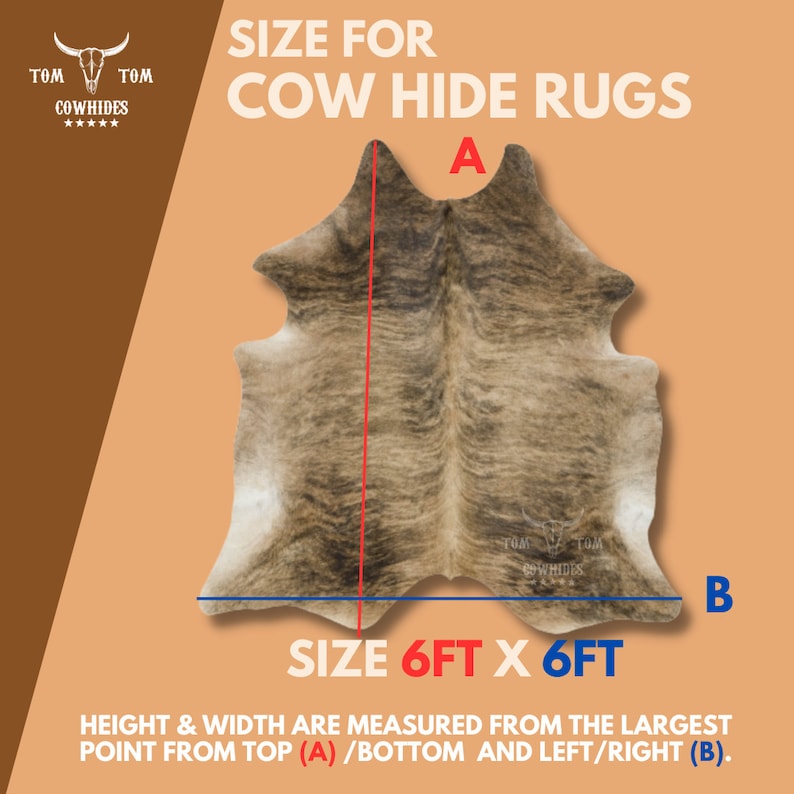 Premium Cowhide Rug | 6X6 ft | Brindle Brown | Natural & Unique | Modern Luxury Decor