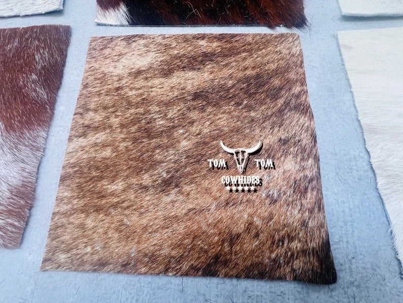 Hide Scrap Leather Hair on hide Remnant 15 Pieces of Approx. 8 x 8