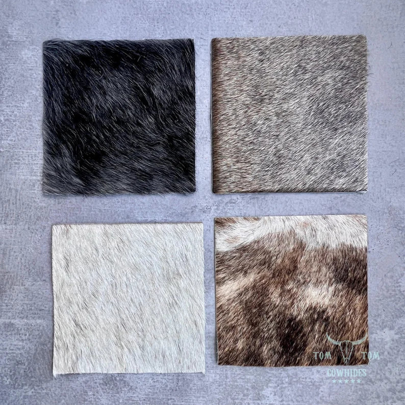 Hide Scrap Leather Hair on hide Remnant 15 Pieces of Approx. 6 X 6