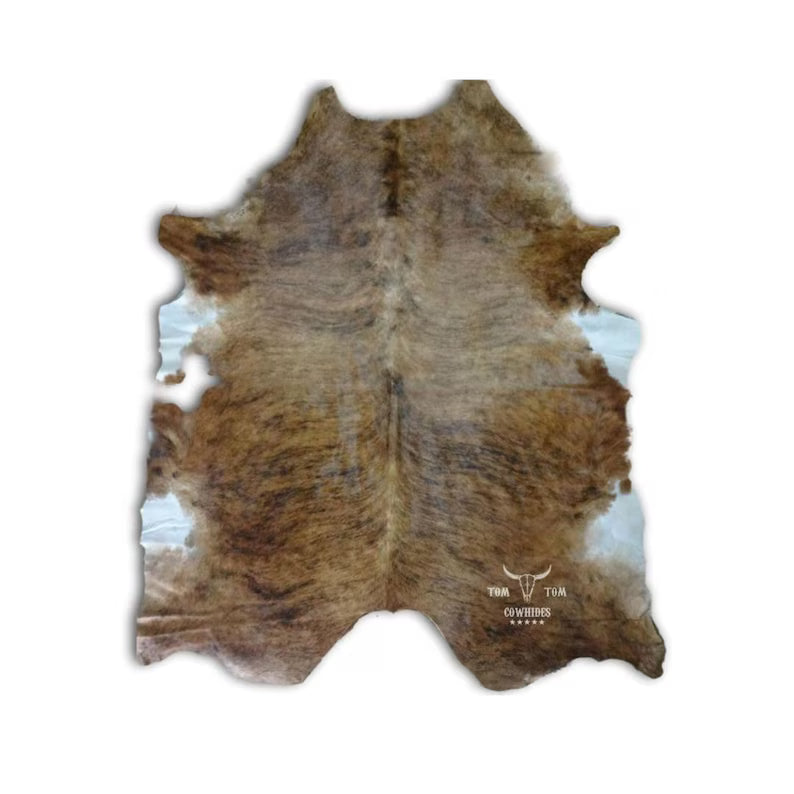 Premium Cowhide Rug | 6X6 ft | Brindle Brown | Natural & Unique | Modern Luxury Decor