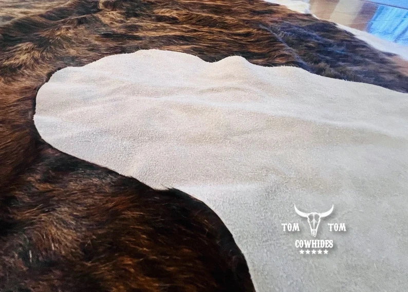 Premium Cowhide Rug | 6X6 ft | Dark Brindle | Natural & Unique | Modern Luxury Decor