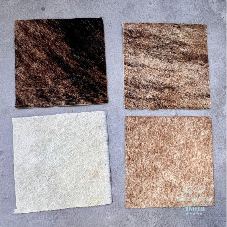 Hide Scrap Leather Hair on hide Remnant 15 Pieces of Approx. 6 X 6