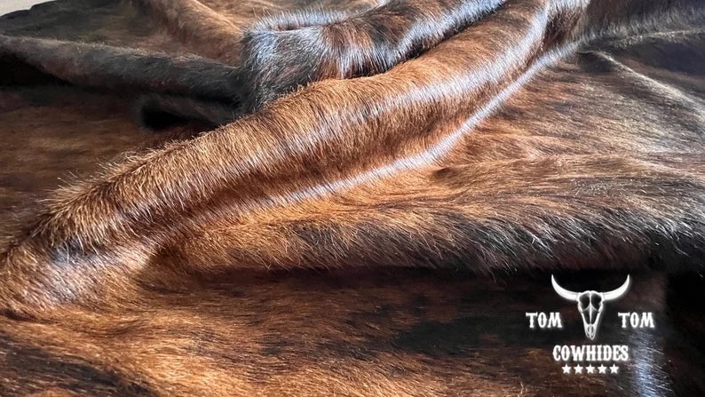 Premium Cowhide Rug | 6X6 ft | Dark Brindle | Natural & Unique | Modern Luxury Decor