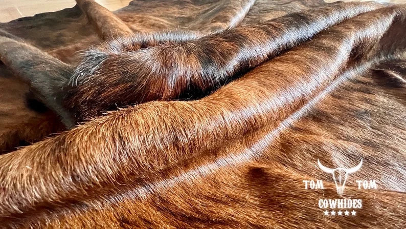Premium Cowhide Rug | 6X6 ft | Dark Brindle | Natural & Unique | Modern Luxury Decor