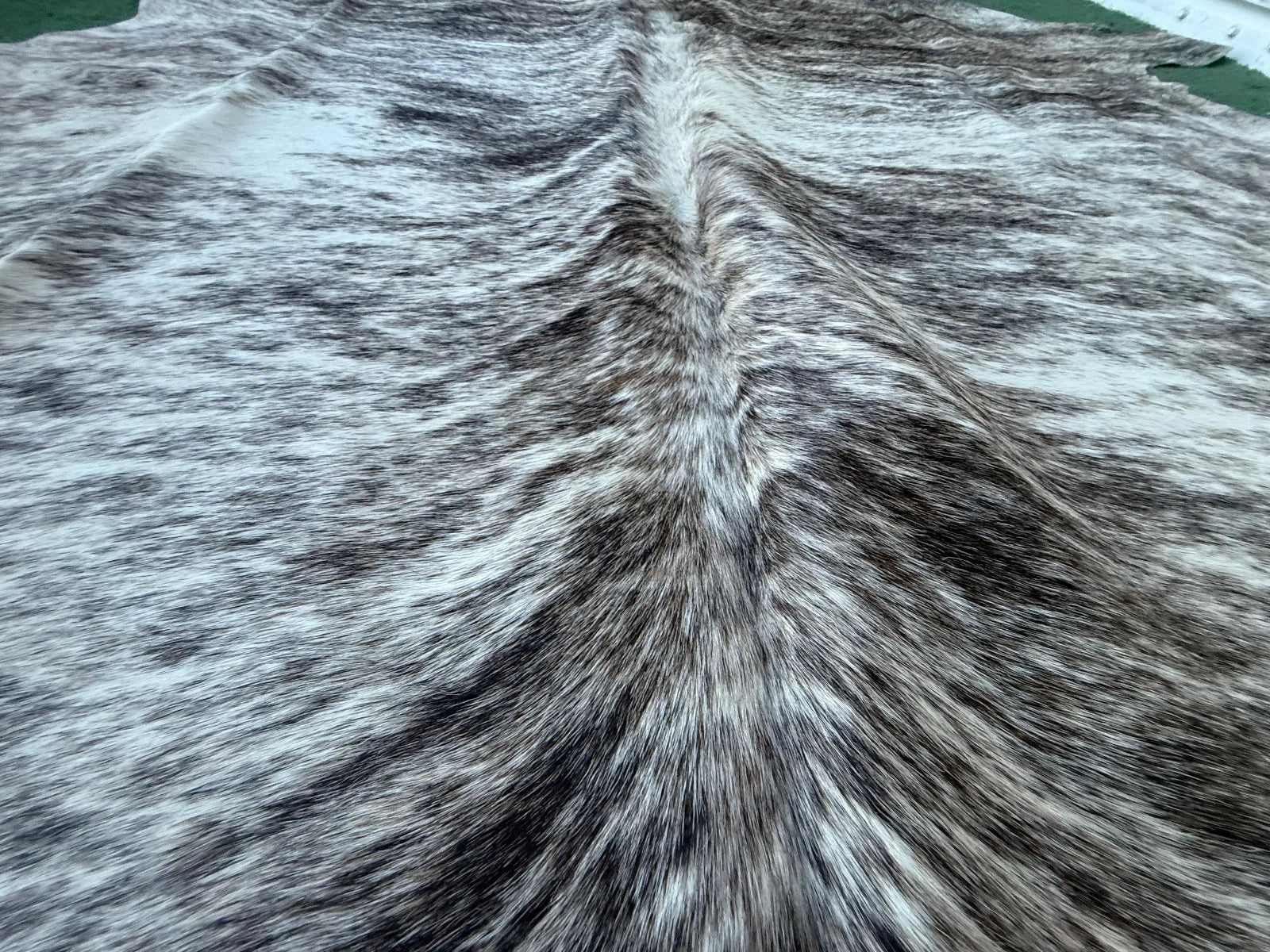 Cowhide Rug Silver Gray &amp; White Brindle 73"x65" (6.1x5.4 ft) | Premium #B12